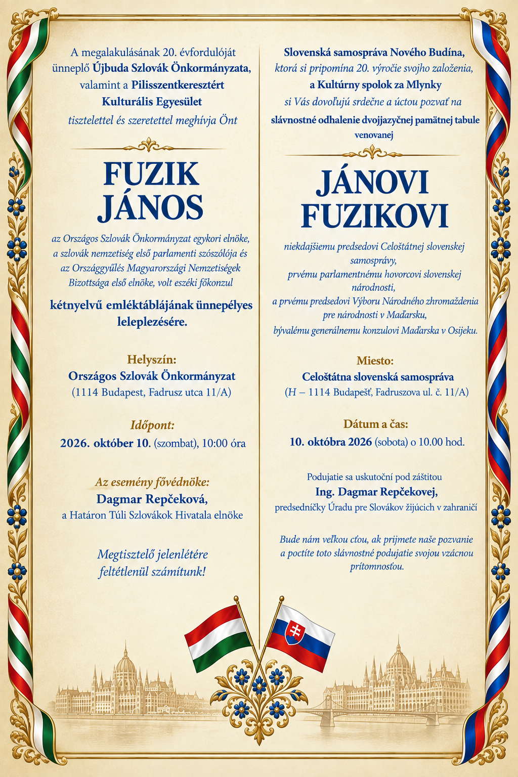 Odhalenie Pamätnej tabule venovanej Jánovi Fuzikovi